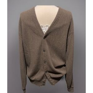 Vintage Steeplechase Unisex XL Brown Button Front Cardigan Merino Wool USA